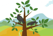 काकस्य उपायः | Crow and Snake Story in Sanskrit sanskrit story crow and snake in sanskrit