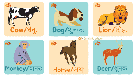 Animals name in sanskrit | जानवरों के नाम संस्कृत में - Sanskrit School