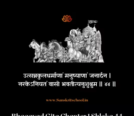 Bhagavad Gita Chapter 1 Shloka 44 | рд╢реНрд░реАрдорджреНрднрдЧрд╡рджреНрдЧреАрддрд╛ Bhagavad Gita Shloka image