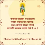 Bhagavad Gita Chapter 2 Shloka 22 | श्रीमद्भगवद्गीता Bhagavad Gita Chapter 2 Shloka image