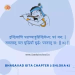 Bhagavad Gita Chapter 3 Shloka 42 | рд╢реНрд░реАрдорджреНрднрдЧрд╡рджреНрдЧреАрддрд╛ Bhagavad Gita Chapter 3 Shloka image