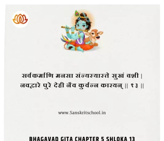 Bhagavad Gita Chapter 5 Shloka 13 | श्रीमद्भगवद्गीता Bhagavad Gita Chapter 5 Shloka image