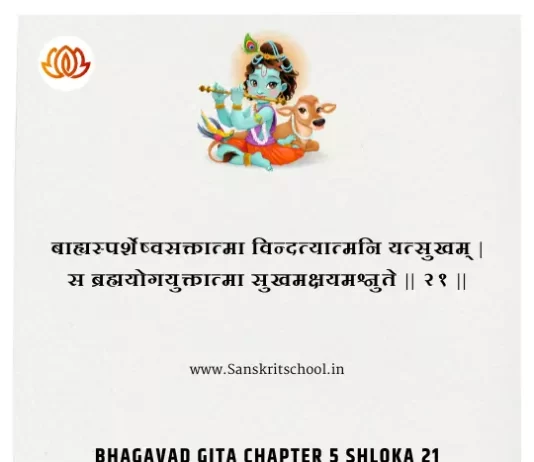 Bhagavad Gita Chapter 5 Shloka 21 | рд╢реНрд░реАрдорджреНрднрдЧрд╡рджреНрдЧреАрддрд╛ Bhagavad Gita Chapter 5 Shloka image