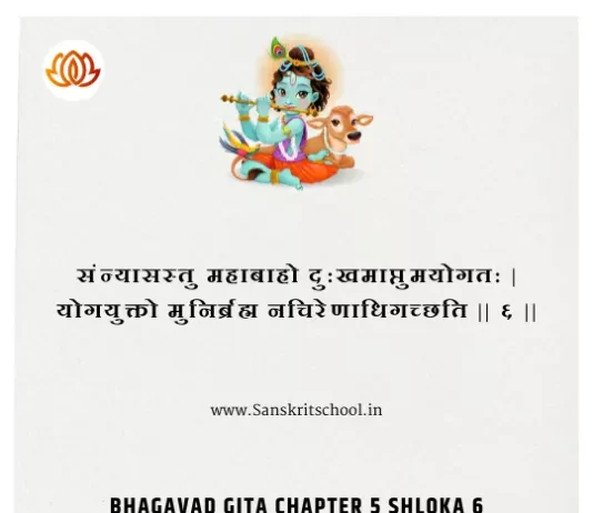 Bhagavad Gita Chapter 5 Shloka 6 | рд╢реНрд░реАрдорджреНрднрдЧрд╡рджреНрдЧреАрддрд╛ Bhagavad Gita Chapter 5 Shloka image