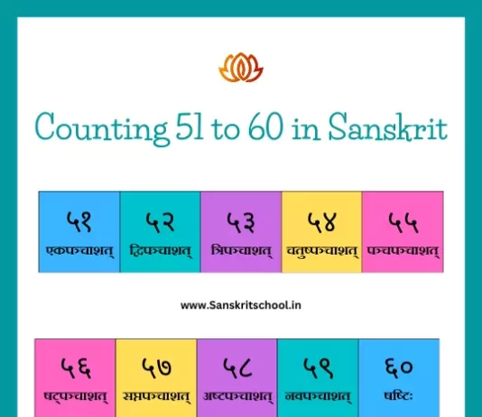 Counting 51 to 60 in sanskrit | संस्कृत में गिनती 51 to 60 Counting in Sanskrit with picture